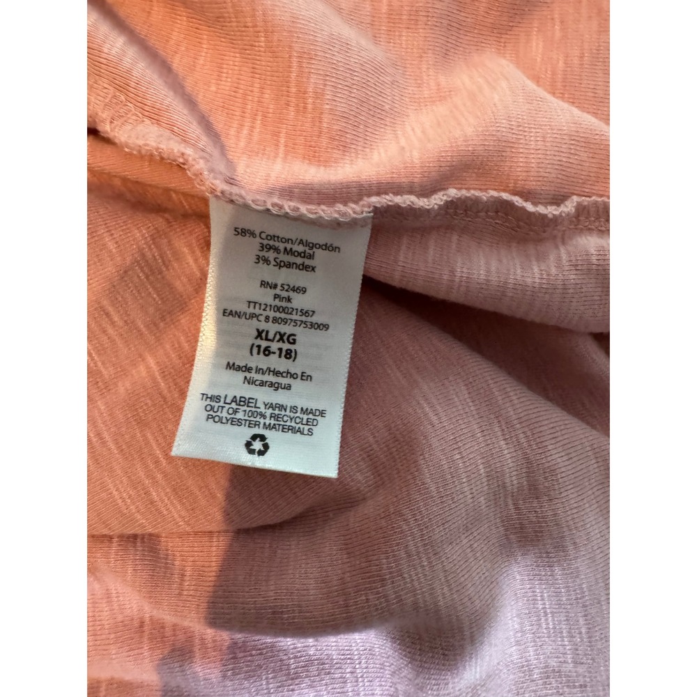 Time and Tru Womens XL Pink Knit Scoop Neck Short Sleeve T-Shirt Tee - Picture 3 of 4